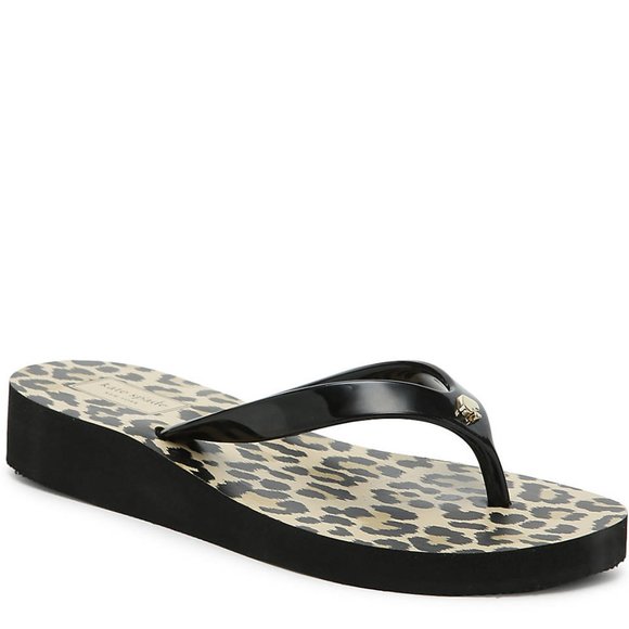 Kate Spade Flip Flop Wedge Thong Sandal Leopard - Picture 1 of 3